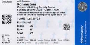Rammstein ticket photo
